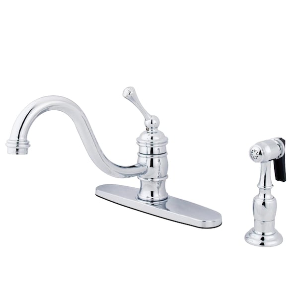 Kingston Brass Vintage 8" Kitchen Faucet W/ Brass Sprayer, Chrome KB3571BLBS - main